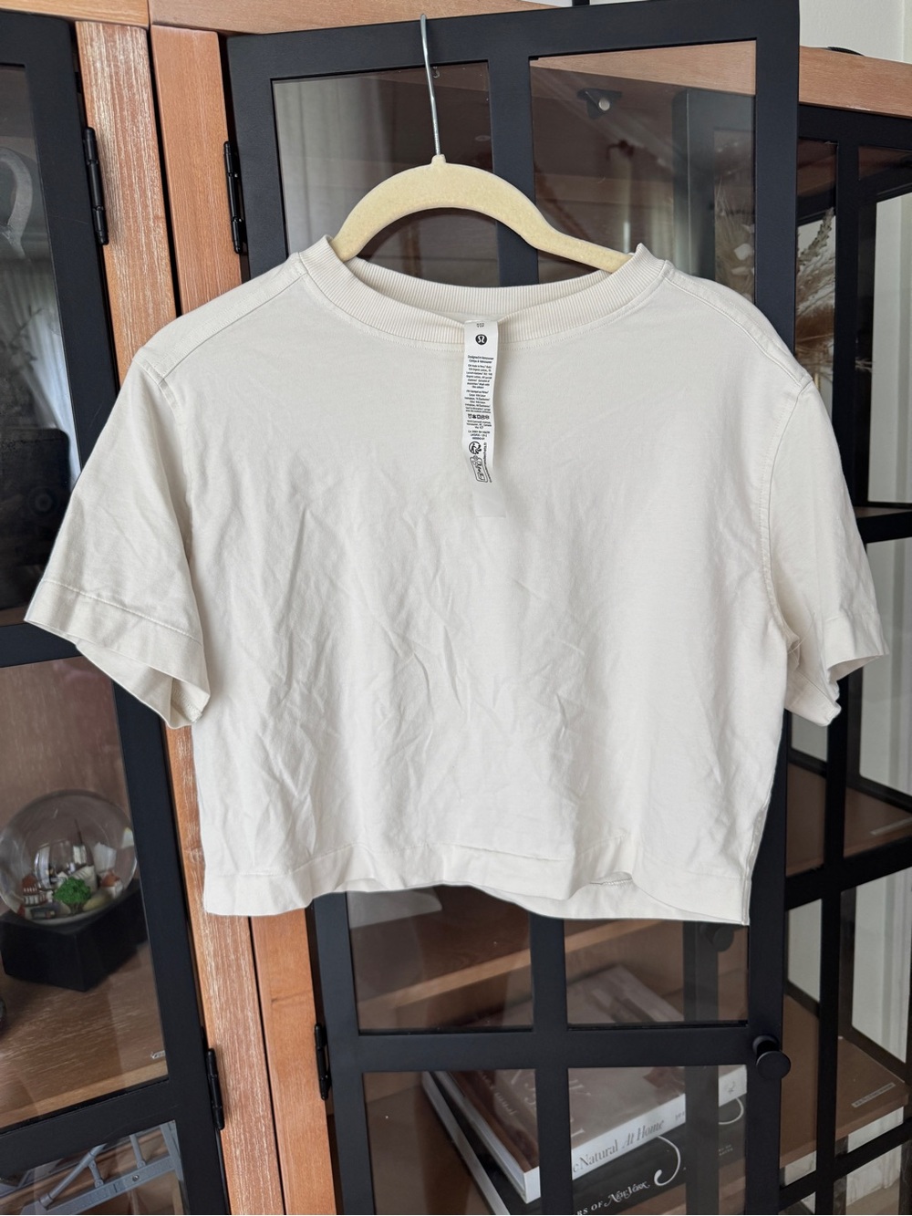 Lululemon All Yours Organic Cotton Cropped T-Shirt tee Light Ivory crewneck top - Picture 6 of 7